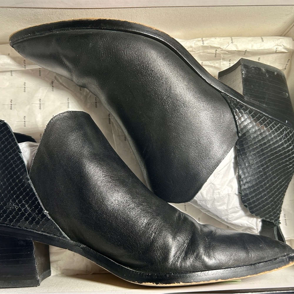 Dolce Vita Black Textured Heeled Boots - Picture 10 of 10